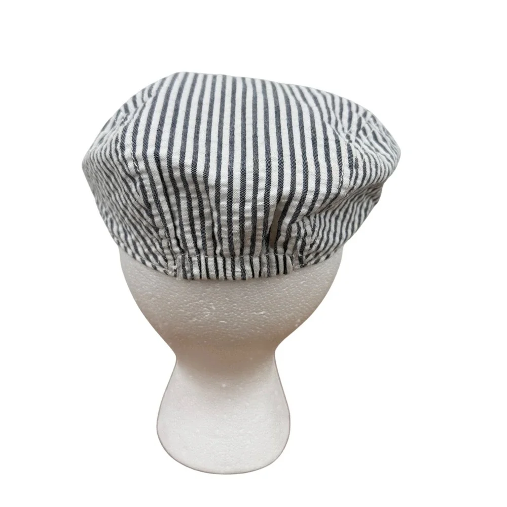 Gymboree Boys Seersucker Stripe Newsboy Flat Cap Hat Blue White 4T-5T Dressed Up
